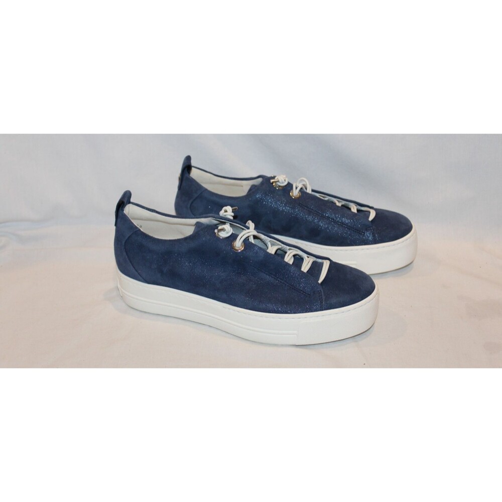 NEW $420 Paul Green Women's Platform Sneakers Blue Suede Metallic 7.5
